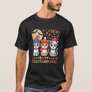Halloween Thanksgiving Christmas Happy HalloThanks T-Shirt
