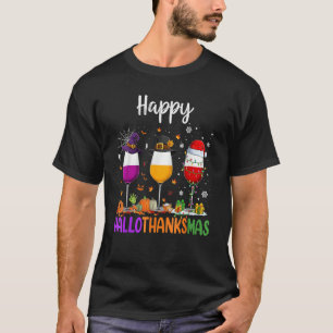 Halloween Thanksgiving Christmas Happy Hallothanks T-Shirt