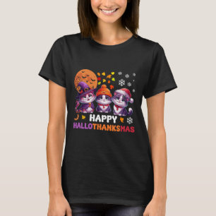 Halloween Thanksgiving Christmas Happy Hallothanks T-Shirt