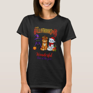 Halloween Thanksgiving Christmas Happy HalloThanks T-Shirt