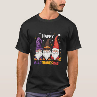 Halloween Thanksgiving Christmas Happy HalloThanks T-Shirt