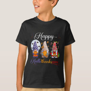 Halloween Thanksgiving Christmas Happy Hallothanks T-Shirt