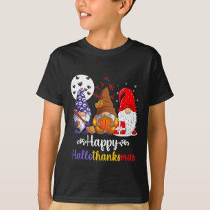 Halloween Thanksgiving Christmas Happy Hallothanks T-Shirt