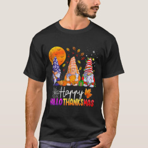 Halloween Thanksgiving Christmas Happy Hallothanks T-Shirt