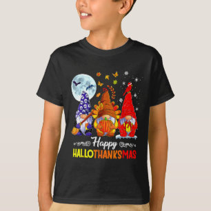 Halloween Thanksgiving Christmas Happy Hallothanks T-Shirt