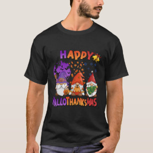 Halloween Thanksgiving Christmas Happy Hallothanks T-Shirt