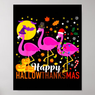 Halloween Thanksgiving Christmas Happy Hallowthank Poster