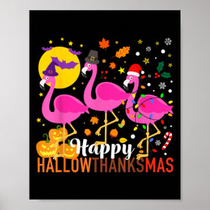 Halloween Thanksgiving Christmas Happy Hallowthank Poster