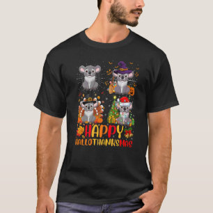 Halloween Thanksgiving Christmas Koala Hallothanks T-Shirt