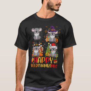 Halloween Thanksgiving Christmas Koala Hallothanks T-Shirt