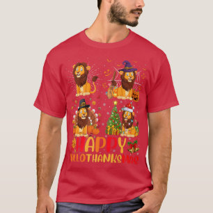 Halloween Thanksgiving Christmas Lion Hallothanksm T-Shirt