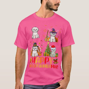Halloween Thanksgiving Christmas Maltese Dog Hallo T-Shirt