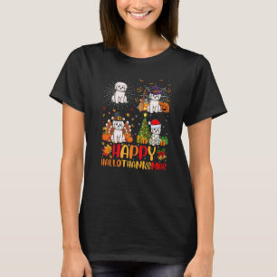 Halloween Thanksgiving Christmas Maltese Dog Hallo T-Shirt