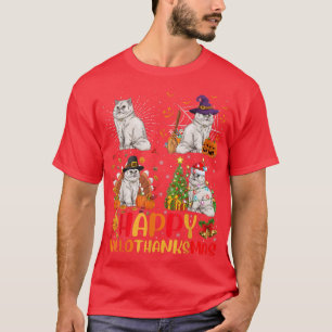 Halloween Thanksgiving Christmas Persian Cat Hallo T-Shirt