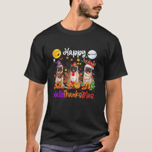 Halloween Thanksgiving Christmas Pug Dog Hallothan T-Shirt