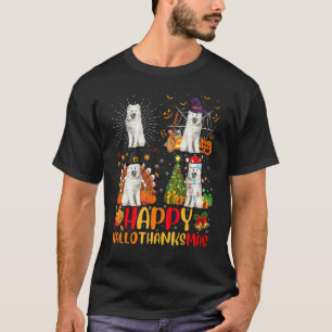 Halloween Thanksgiving Christmas Samoyed Dog Hallo T-Shirt
