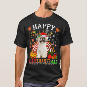 Halloween Thanksgiving Christmas Shih Tzu HalloTha T-Shirt