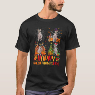 Halloween Thanksgiving Christmas Sphynx Cat Hallot T-Shirt