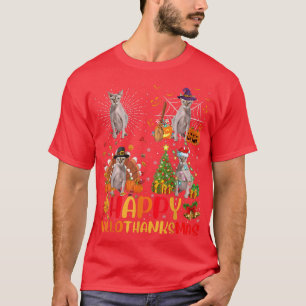 Halloween Thanksgiving Christmas Sphynx Cat Hallot T-Shirt