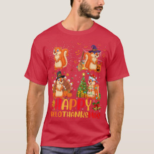 Halloween Thanksgiving Christmas Squirrel Hallotha T-Shirt
