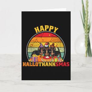 Halloween Thanksgiving Christmas Wiener Happy Hall Card