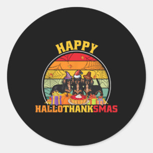 Halloween Thanksgiving Christmas Wiener Happy Hall Classic Round Sticker