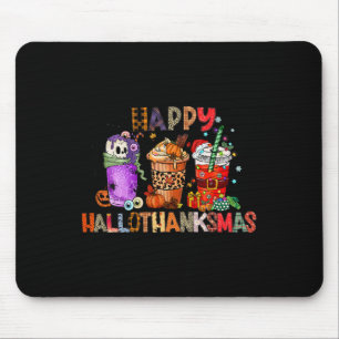 Halloween Thanksgiving Happy Hallothanksmas Coffee Mouse Pad