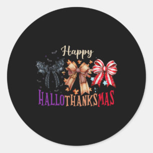Halloween Thanksgiving Happy Hallothanksmas Coquet Classic Round Sticker