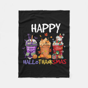 Halloween Thanksgiving Happy Hallothanksmas Season Fleece Blanket