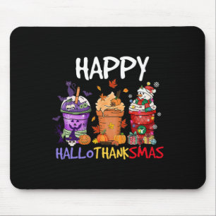 Halloween Thanksgiving Happy Hallothanksmas Season Mouse Pad