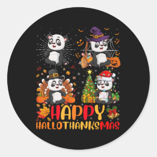 Halloween Thanksgiving Panda Hallothanksmas Classic Round Sticker