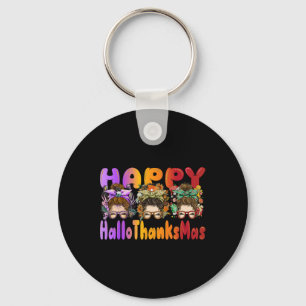 Halloween Thanksgiving X-mas Happy HalloThanksMas  Key Ring