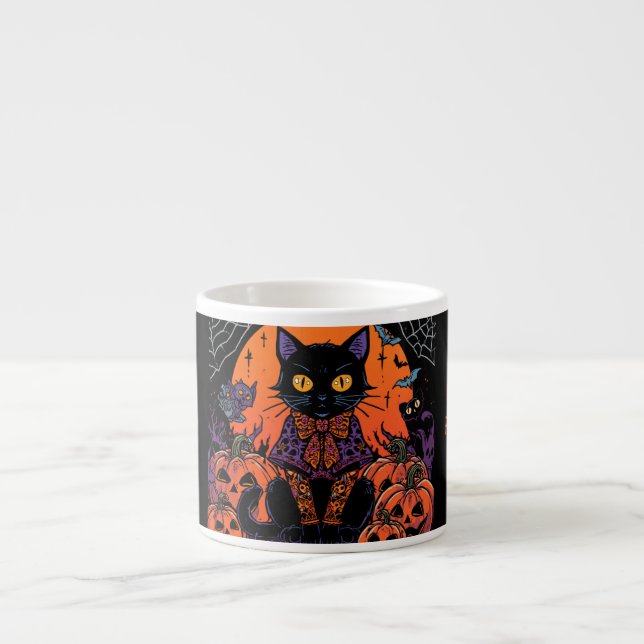 Halloween, The Pumpkin Patch Prowler, Black Cat  Espresso Cup (Front)
