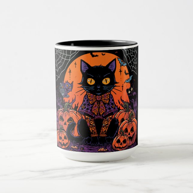 Halloween,The Pumpkin Patch Prowler ,Black Cat Mug (Center)