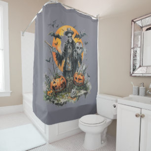 Halloween,The Skull Gentleman of the Harvest Moon  Shower Curtain