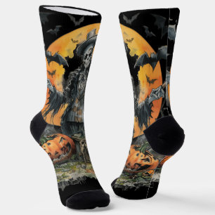 Halloween,The Skull Gentleman of the Harvest Moon  Socks