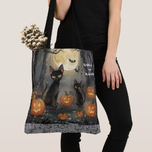 Halloween,The Witch's Cat and His Boo Buddies Tote Bag