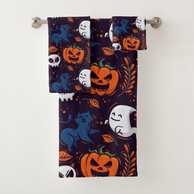 Halloween Theme Bath Towel Set (Insitu)