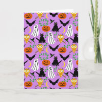 Halloween Theme Collage Toss Pattern Purple