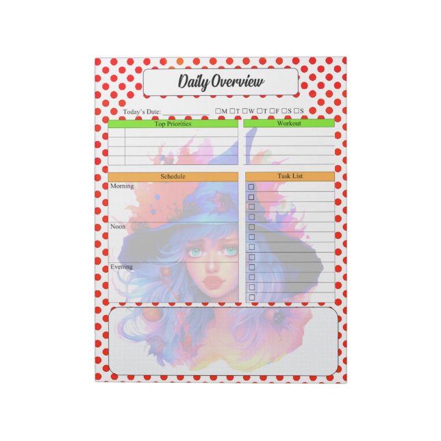 Halloween Theme-Daily Overview Template Notepad (Rotated)