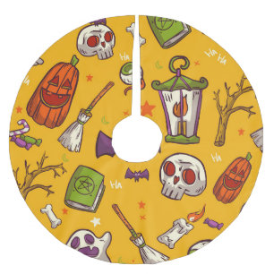 Halloween Theme: Flat Design Pattern. Brushed Polyester Tree Skirt