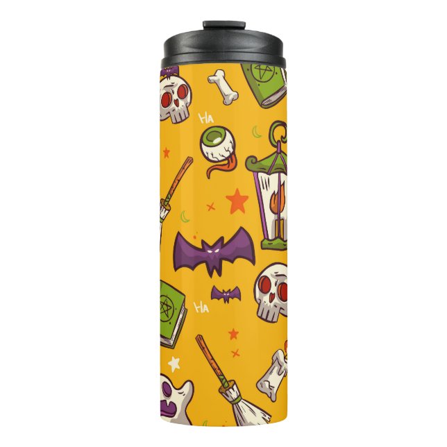 Halloween Theme: Flat Design Pattern. Thermal Tumbler (Front)