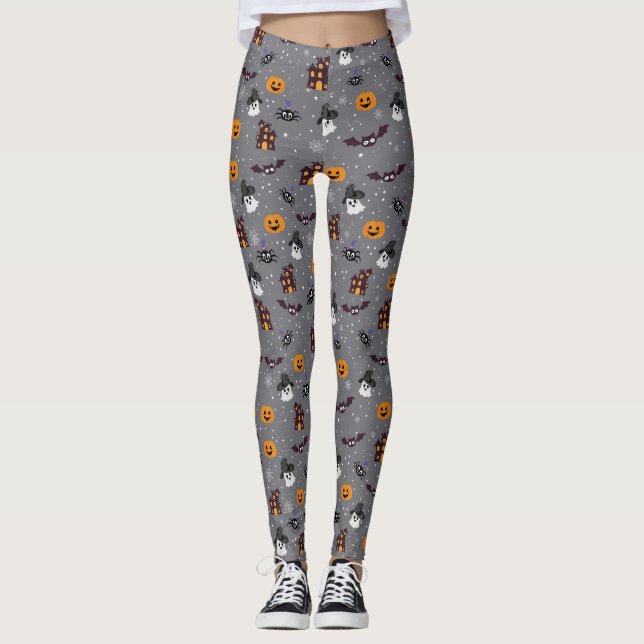 Halloween Theme Grey Leggings  (Front)
