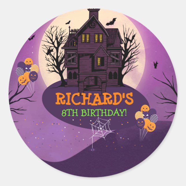 Halloween Theme Kids Birthday Party Classic Round Sticker (Front)