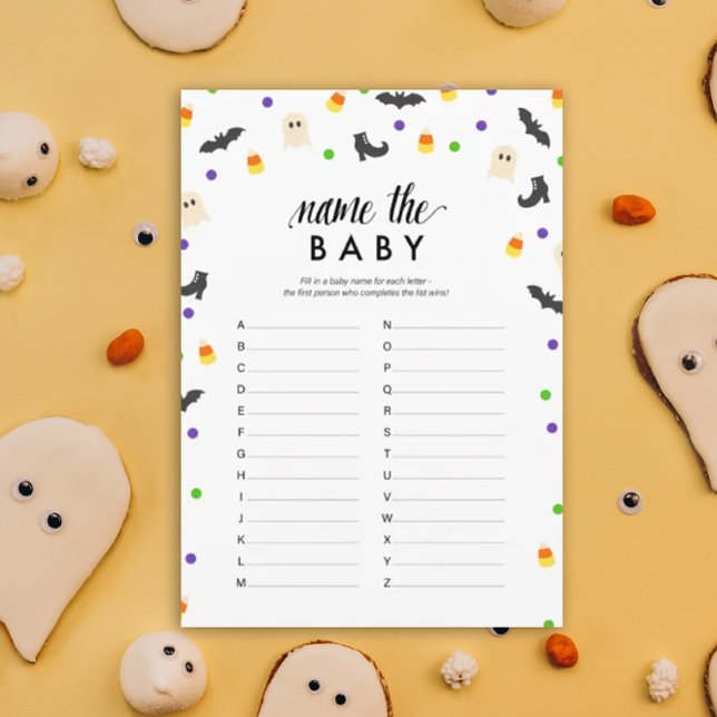 Halloween theme name the baby shower game programme (Name the baby Halloween theme baby shower game)