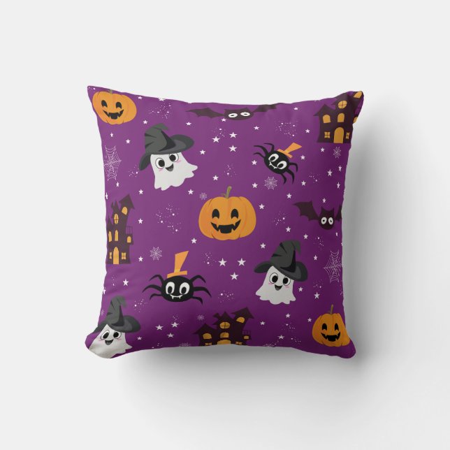 Halloween theme purple seamless pattern  cushion (Front)