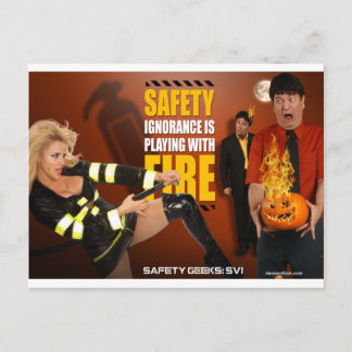 Halloween Theme Safety Geeks Funny Warning Postcard
