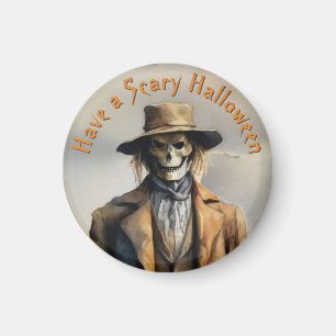 Halloween Theme - Scary Smiling Straw Scarecrow  Magnet