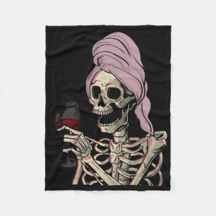 Halloween Theme Skeleton Wine Fleece Blanket