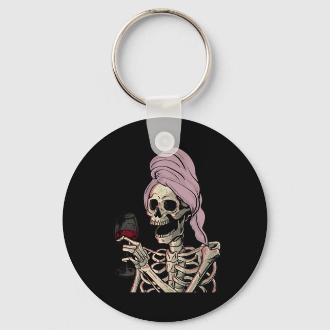 Halloween Theme Skeleton Wine Key Ring (Front)